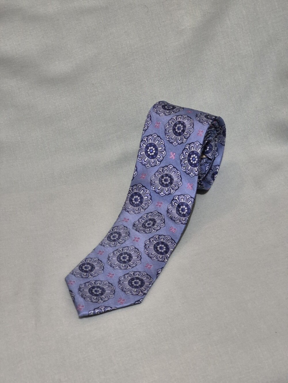 Joseph Abboud Lavender Floral Silk Tie with Navy Accents
